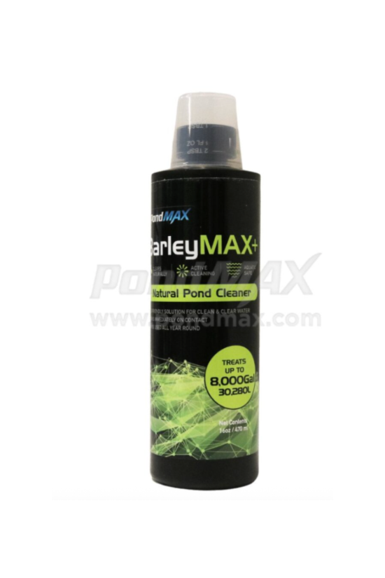 Barley Max Natural Pond Cleaner bottle on a white background